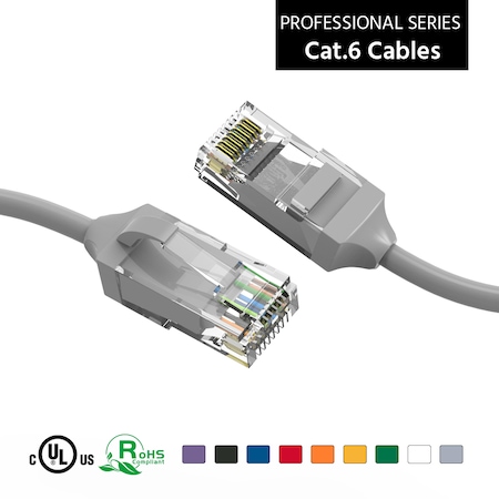 CAT6 UTP Slim Ethernet Network Booted Cable- 6Ft- Gray